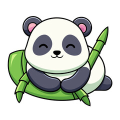 Cute Sleeping Panda with Bamboo Illustration &ndash; Adorable Wildlife Art