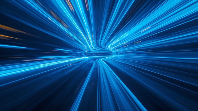 abstract representation of speed and technology in shades of blue. The image evokes a sense of movement and digital connectivity