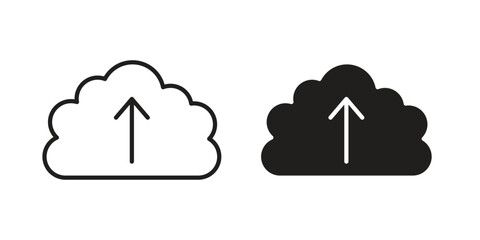 Cloud upload icon silhouette abstract design. vector clipart designs