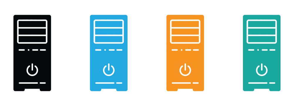  PC Icon - Hardware Icon. Colorful computer icons for modern tech startup branding needs. computer tower icon vector design template simple and clean.