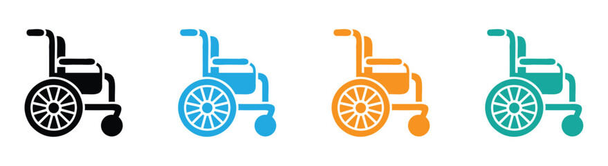 Wheelchair icon, customizable vector ready for premium use. Colorful wheelchair icons for accessibility awareness needs.
