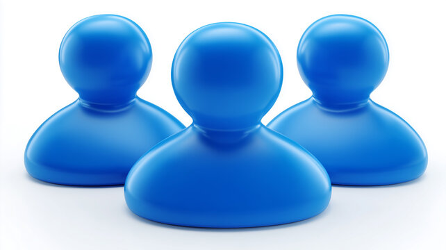 Three simplified human icons standing together to symbolize collective identity, shared goals and a unified group vision.

