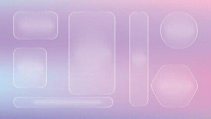 Sleek Glassmorphism Interface Elements for Modern UI UX Design with a Blurred Pastel Gradient