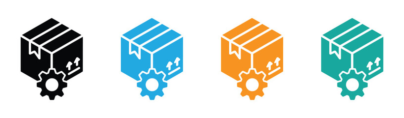 Control Icon Element For Design. Cardboard with gear symbolizing delivery management icon, product management.  