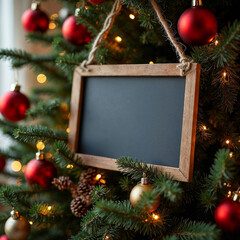 Christmas Corner Chalkboard Mockup with Pine Branches