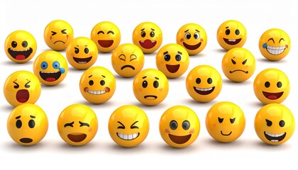 Diverse collection of expressive emoji representing various emotions, perfect for communication