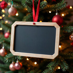 Rustic Wood Christmas Sign Mockup with Garland