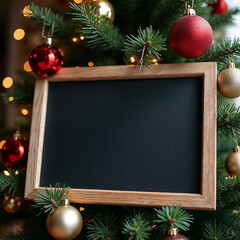 Rustic Wood Christmas Sign Mockup with Garland