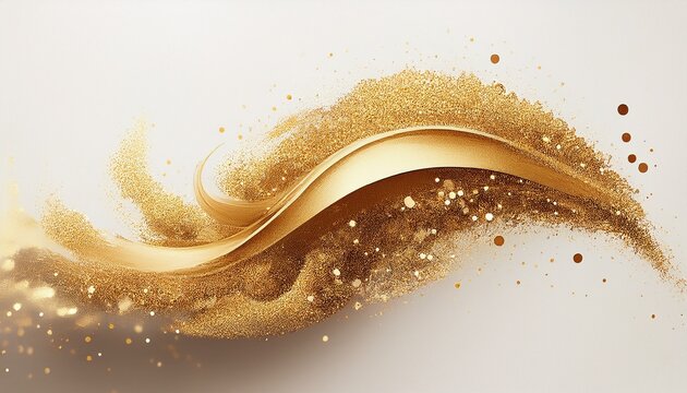 a swirling cloud of golden glitter dust on a white background