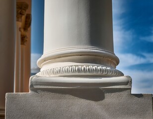 close up of a white column base enhancing architectural elegance