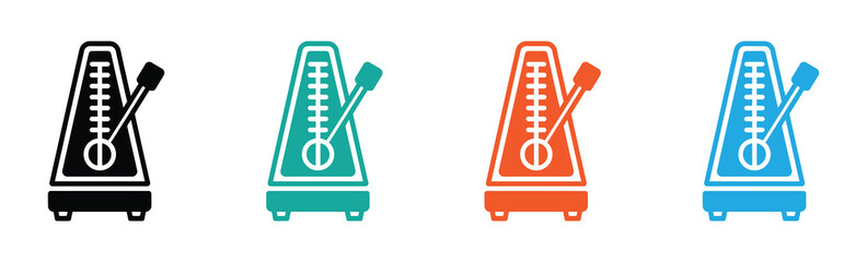 Colorful metronomes marking tempo for music education tools. Metronome Icon, Audible Click Creator At A Regular Interval Vector Art Illustration.