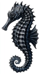 Fototapeta premium Intricate tattoo mockup design featuring a detailed seahorse illustration in a dark tone