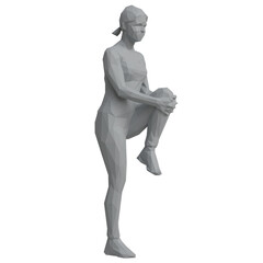 Unique gray mockup of a female figure balancing on one leg while holding a sphere