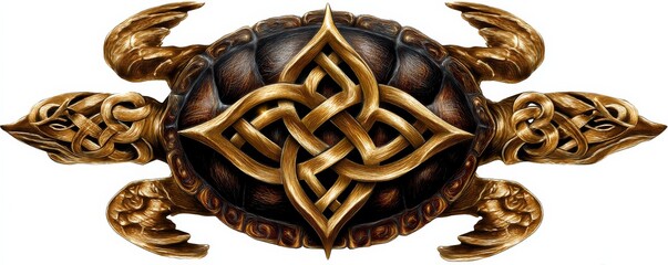 Intricate Celtic knot design featured in a tattoo mockup with ornate turtle motifs