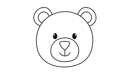 Obraz premium Cute Cartoon Bear Face Illustration on Simple White Background