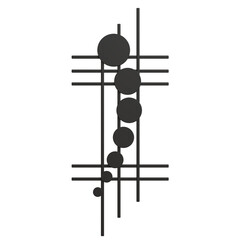 Modern abstract wall art mockup showcasing black geometric shapes on a minimal white background