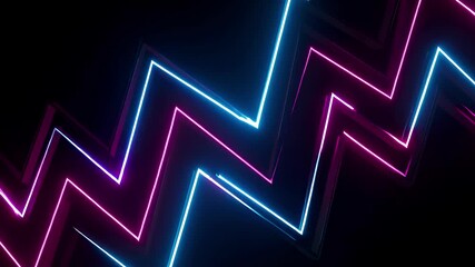 Dynamic neon zigzag lights create a vibrant, futuristic background video