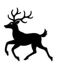 Reindeer Running Silhouette Vector Art