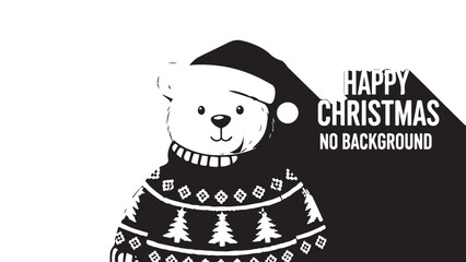 Happy Christmas Bear in Knitted Sweater with No Background.