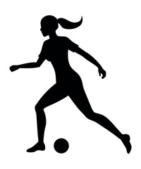 Woman Playing Football Silhouette Vector Art