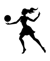 Basketball Player Woman Silhouette Illustration