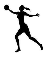 Female Handball Action Silhouette Artwork