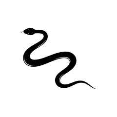 Black snake silhouette isolated on transparent background