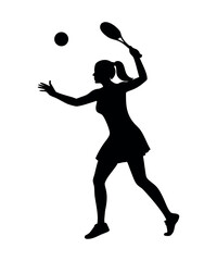 Woman Playing Tennis Silhouette Vector Art