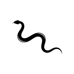 Black snake silhouette isolated on transparent background