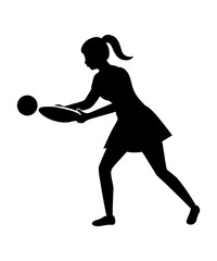 Woman Table Tennis Athlete Silhouette Design