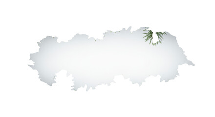 Fototapeta premium Photorealistic deep green fir boughs and crystalline hoarfrost macro details forming an elegant panoramic winter border on a transparent background with copy space. Pristine holiday concept