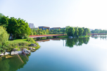 Fototapeta premium The natural scenery of Chengdu Jincheng Lake Park
