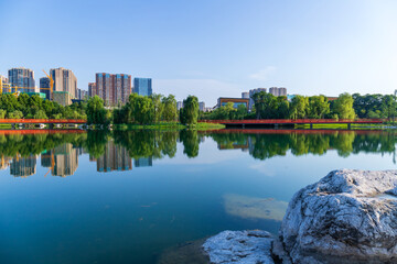 The natural scenery of Chengdu Jincheng Lake Park