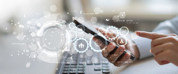 Digital Business Automation and Data Management Technology Concept.