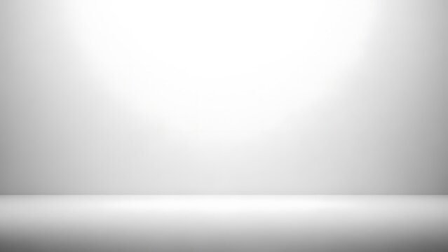 Empty white and gray studio room background with a soft spotlight for product presentation.