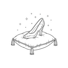 Glass Slipper on a Pillow Coloring Page