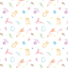 Seamless cute Spring and Happy Easter pattern