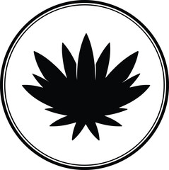 Illustration marijuana leaf inside a circle frame silhouette vector