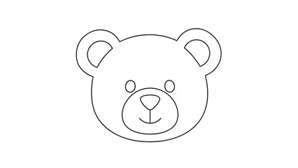 Fototapeta premium Cute Cartoon Bear Face Drawing on White Background