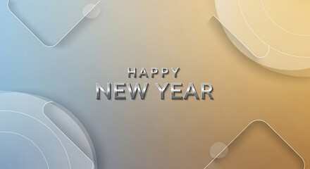 Happy New Year greeting card abstract geometric shapes in pastel colors modern design for festive celebrations and holiday wishes