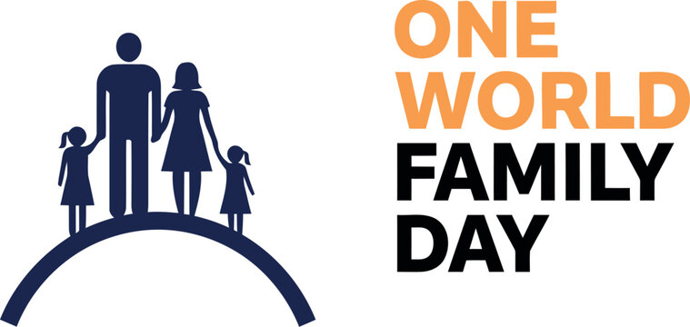 One world family day concept with parent children silhouettes