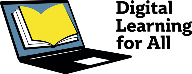Digital learning for all via laptop and open book on screen