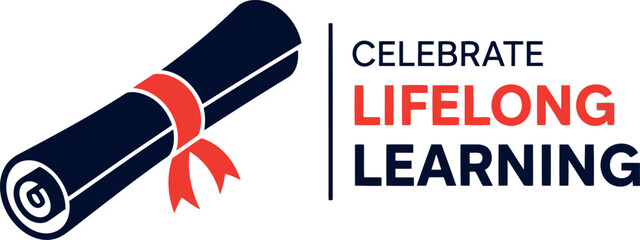 Celebrate lifelong learning with academic diploma scroll icon