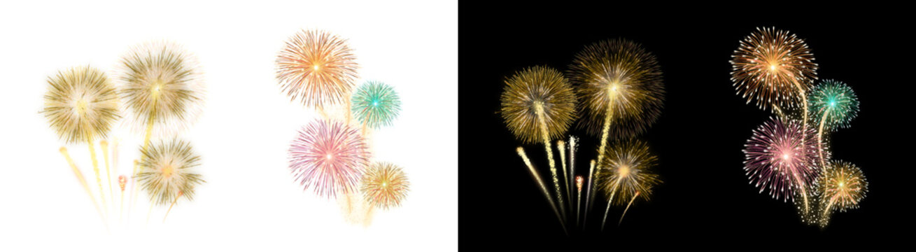 PNG image of Vibrant fireworks display illuminates the night sky with bursts of color and light creating a festive atmosphere perfect for celebrations and special events on transparent background