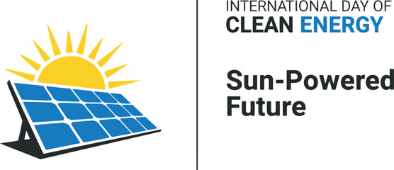 Solar panel with sun icon for international clean energy day