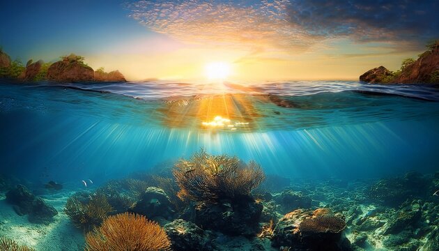 radiant underwater sunrise - Powered by Adobe