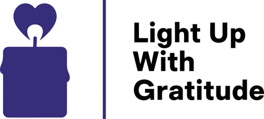 Gratitude candle icon with heart flame, inspirational design