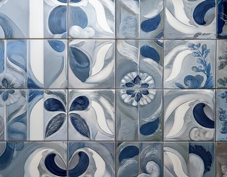 elegant and visually appealing tile pattern featuring a cool calming color palette of gray blue and white tones sophisticated design