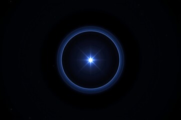 Obraz premium A luminous blue star radiates light surrounded by a faint halo in the vast darkness of space