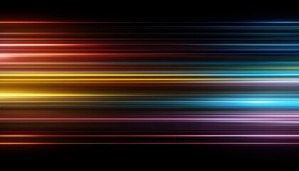 luminous light streaks on black horizontal lens flares colorful beams abstract graphics